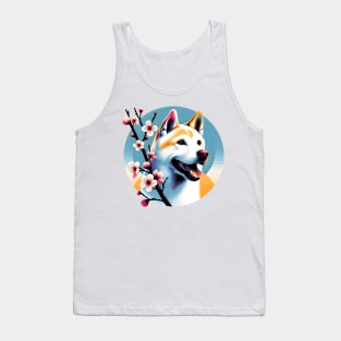 Jindo Dog Welcomes Spring with Cherry Blossoms Tank Top